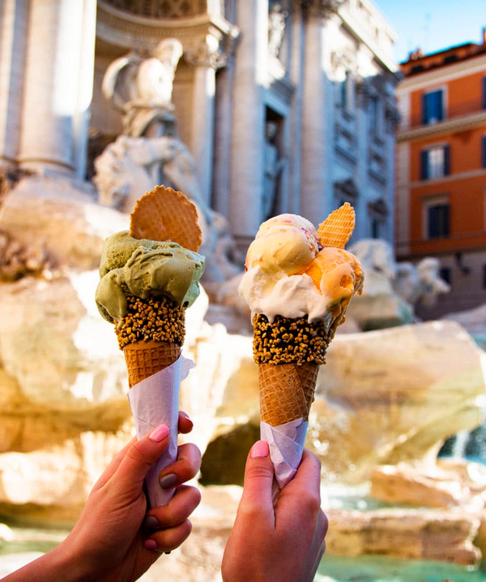 ice cream on a city background